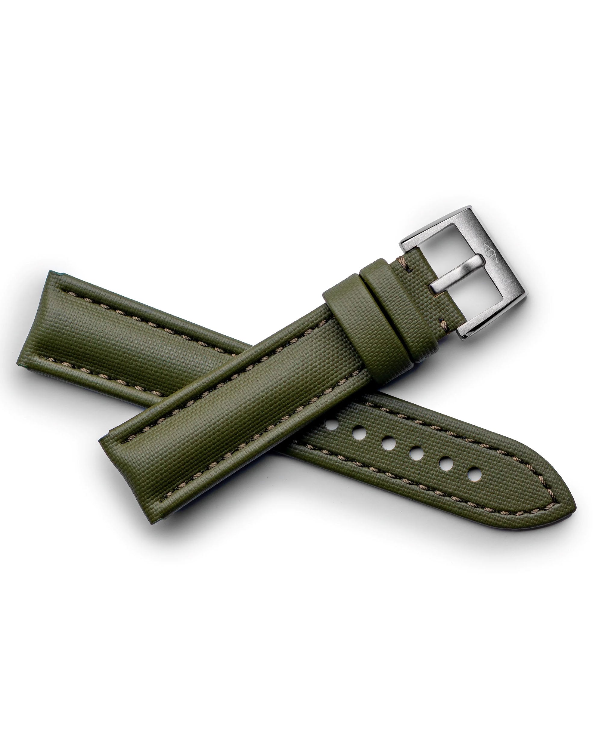 Artem Classic Sailcloth With Quick Release - Khaki Green With Green Stitching