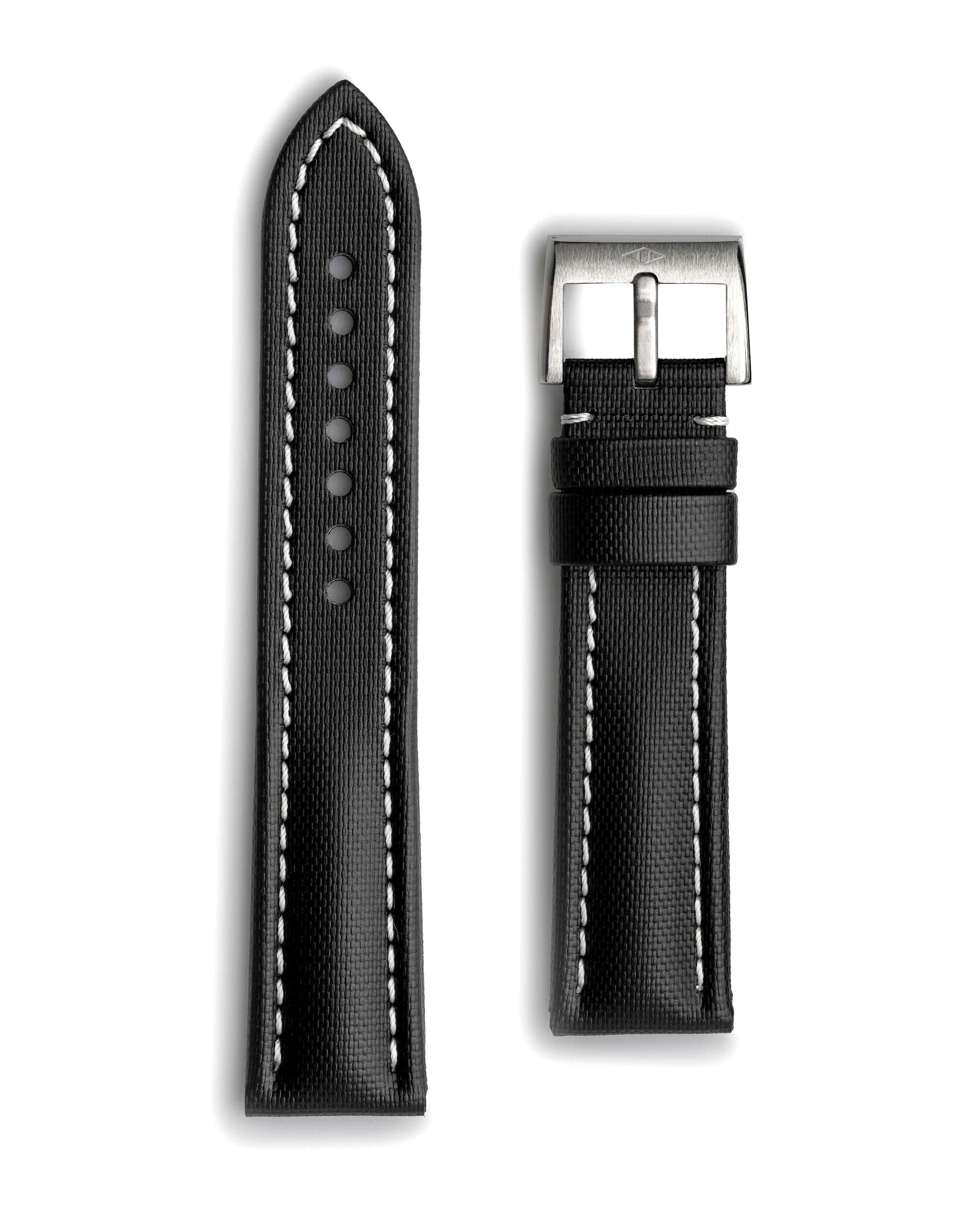 Artem Classic Sailcloth With Quick Release - Black with White Stitching