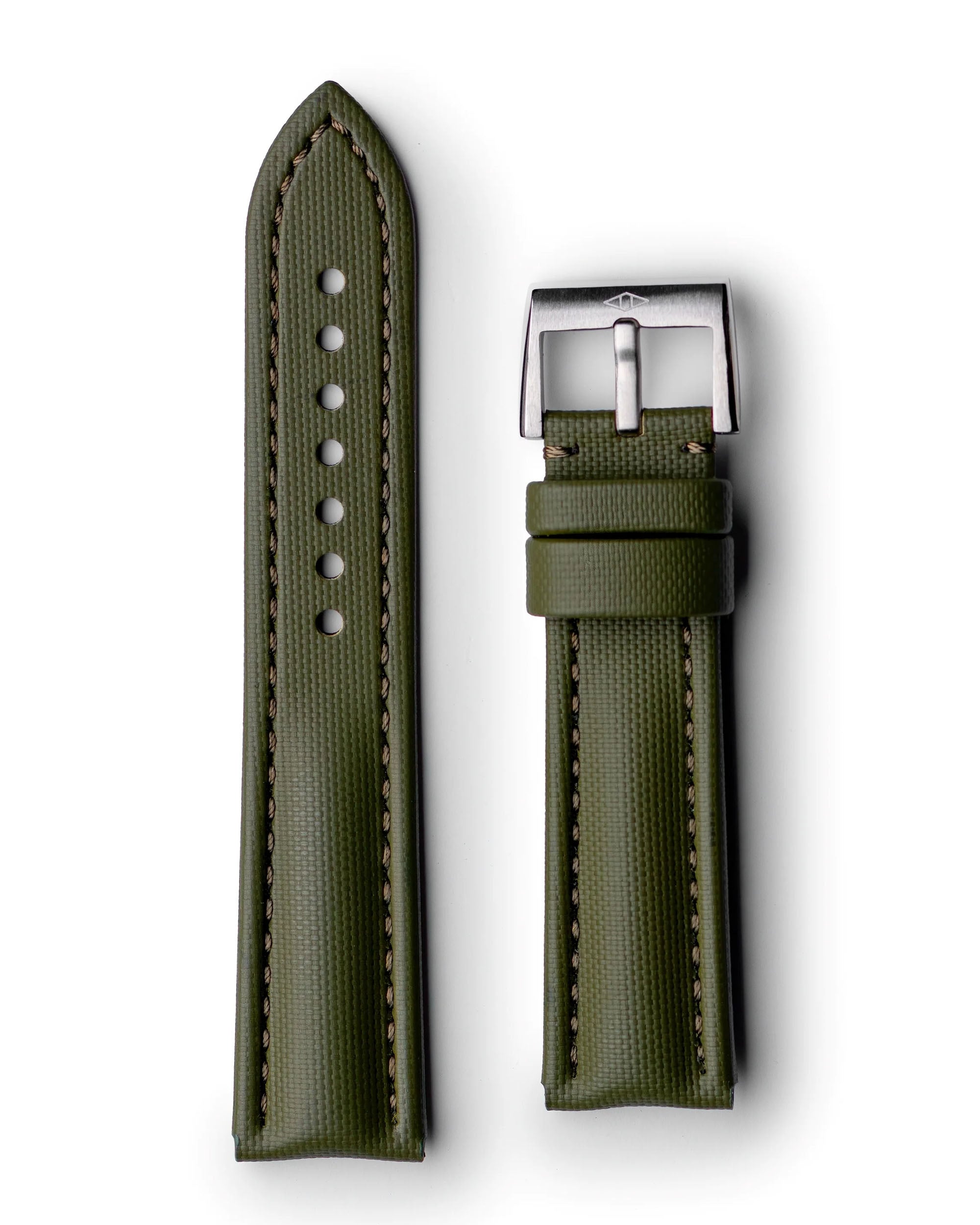 Artem Classic Sailcloth With Quick Release - Khaki Green With Green Stitching