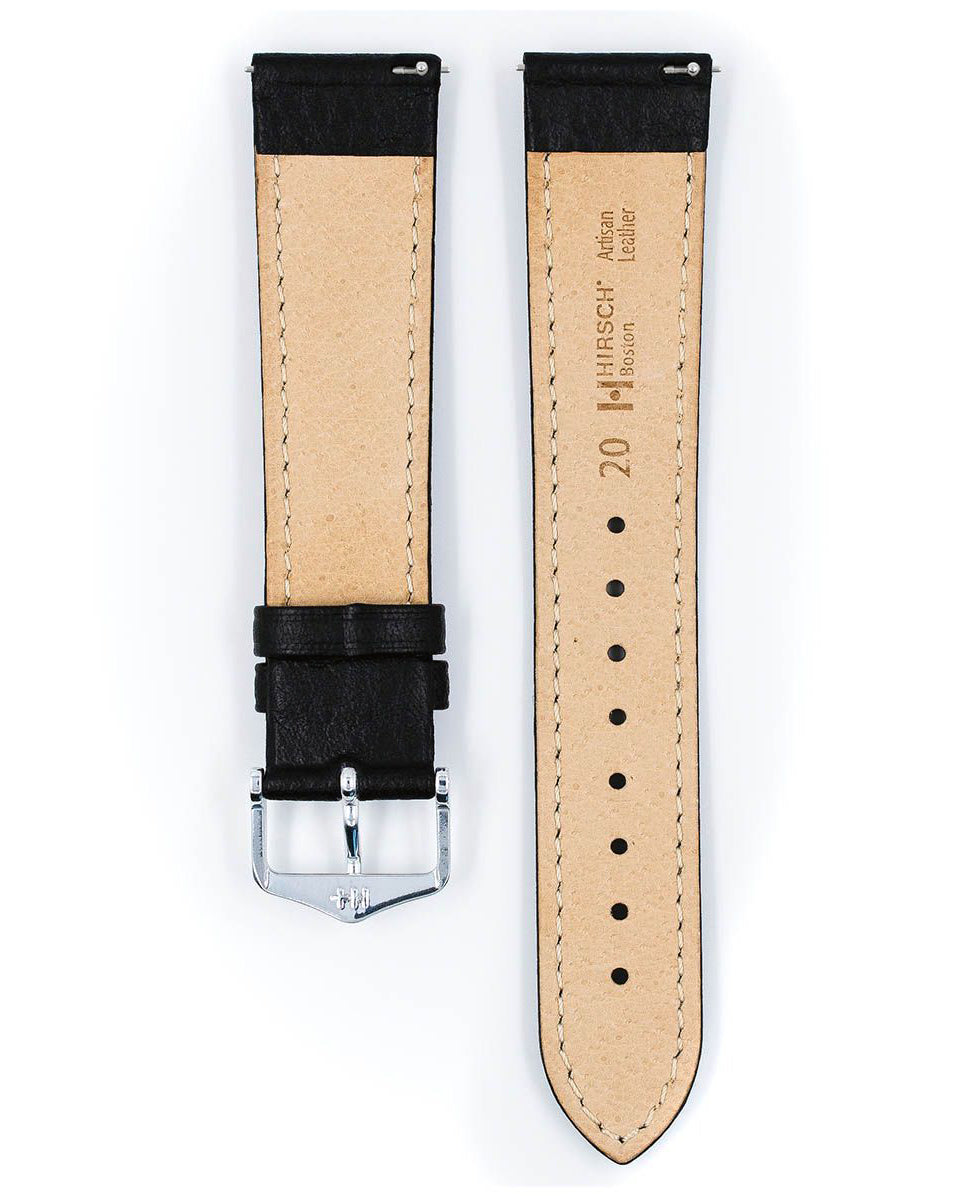 Hirsch BOSTON Black Buffalo Grain Calf Leather Watch Strap