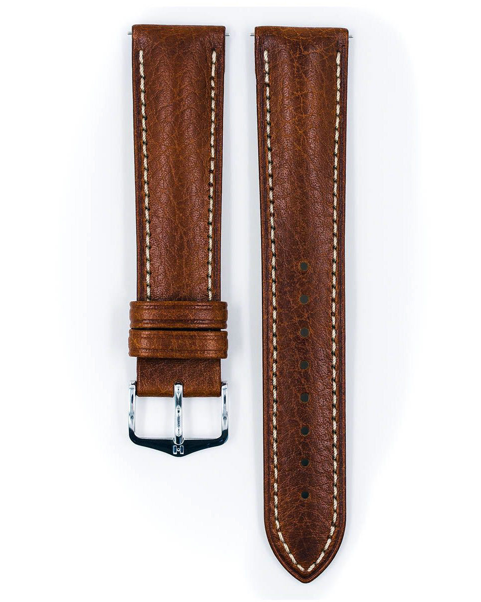 Hirsch BOSTON Golden Brown Buffalo Grain Calf Leather Watch Strap