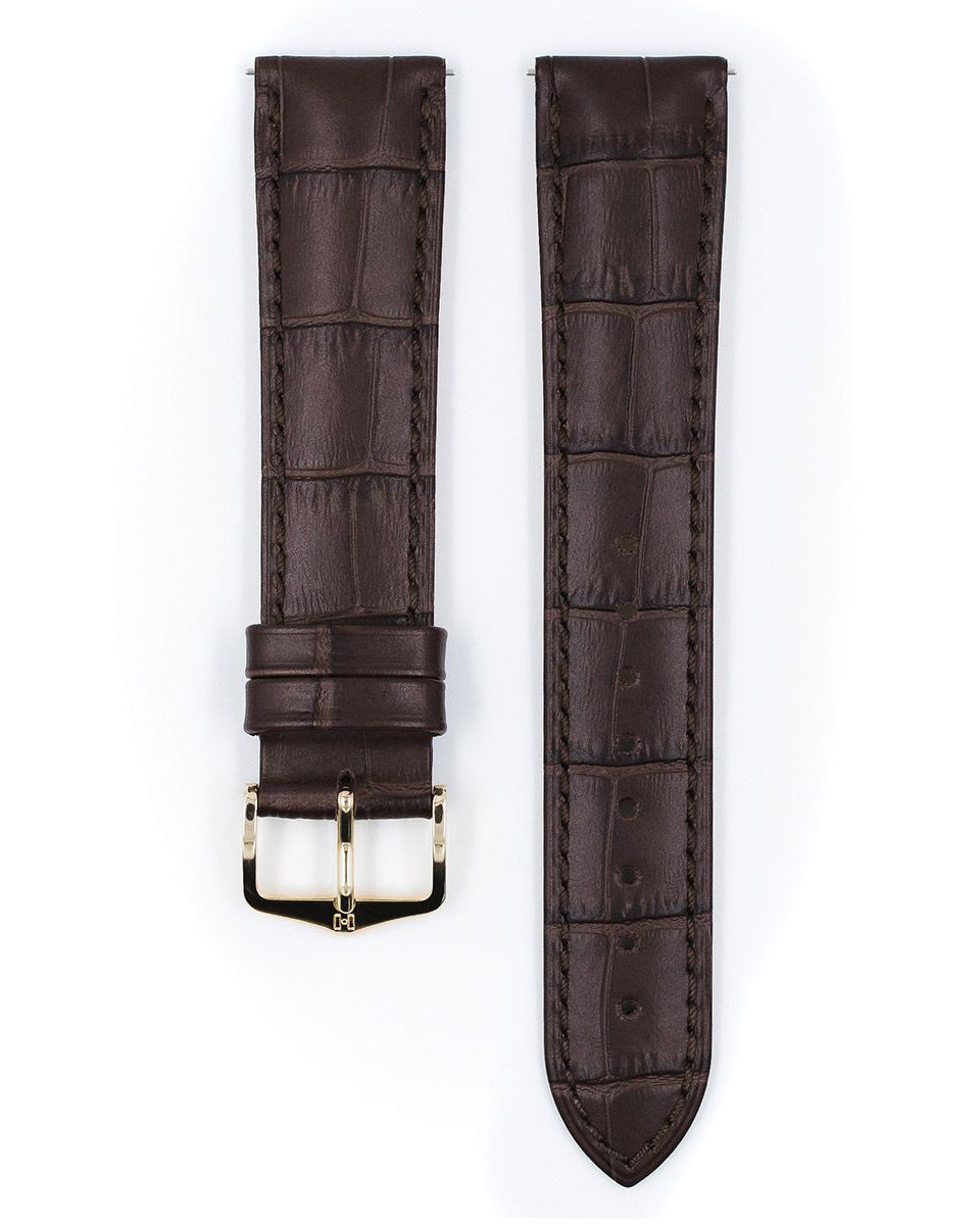 Hirsch DUKE Brown Alligator-Grain Leather Watch Strap