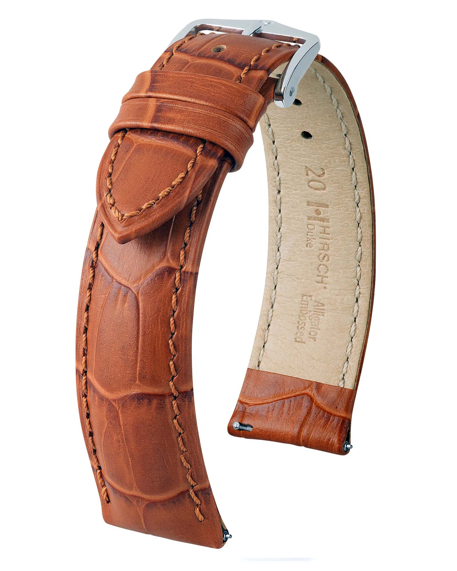 Hirsch DUKE Honey Alligator-Grain Leather Watch Strap