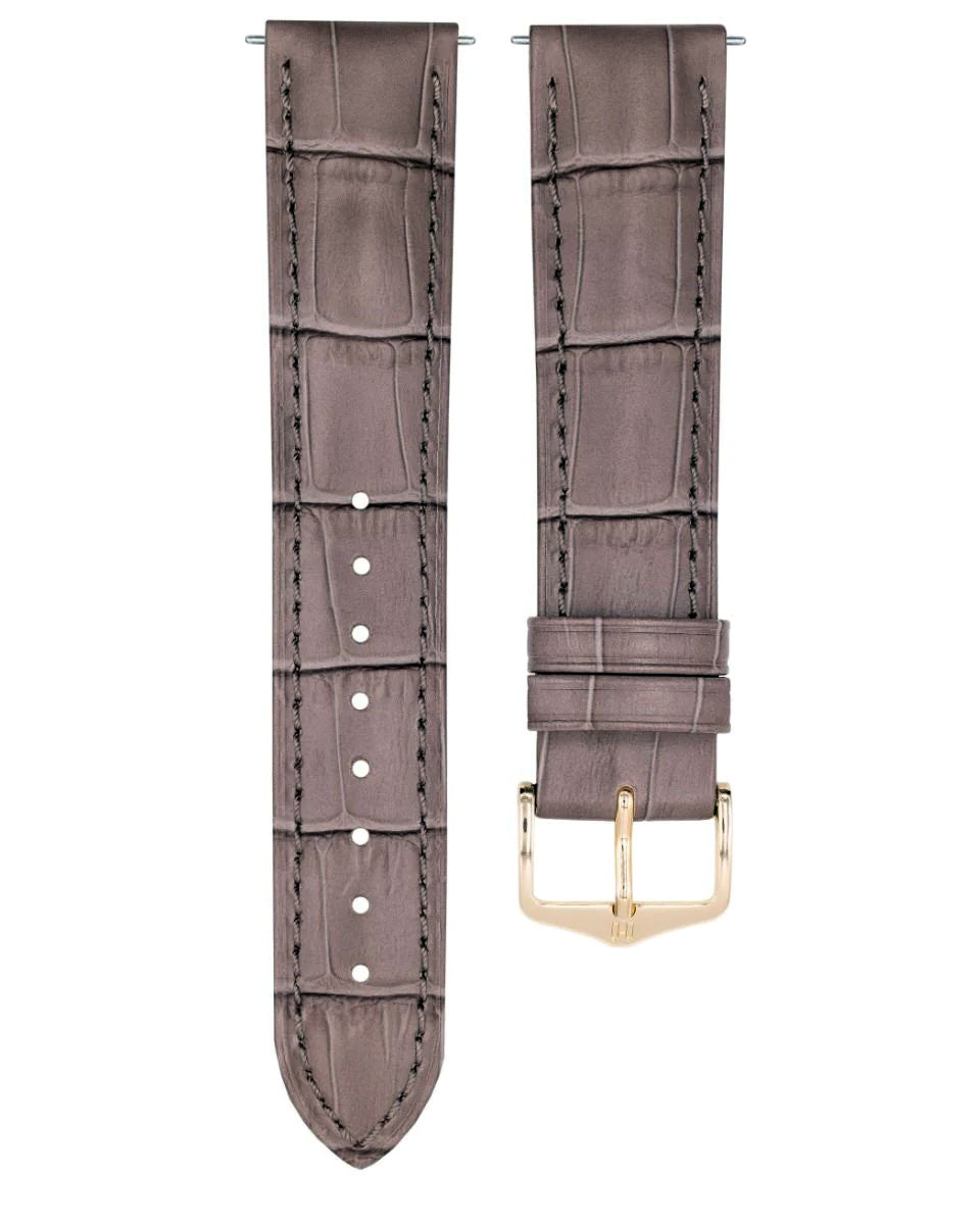 Hirsch DUKE Taupe Alligator-Grain Leather Watch Strap