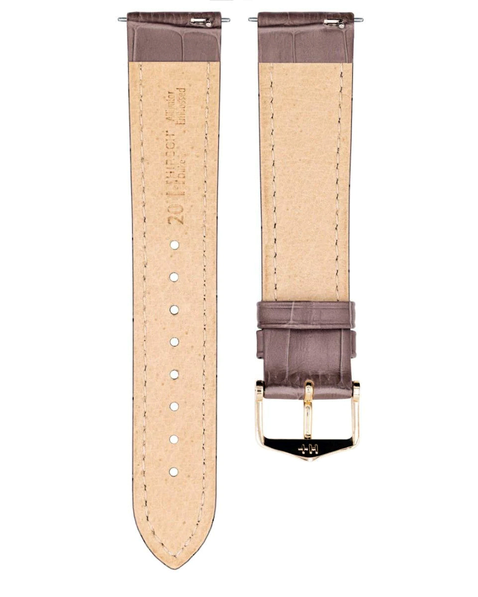 Hirsch DUKE Taupe Alligator-Grain Leather Watch Strap