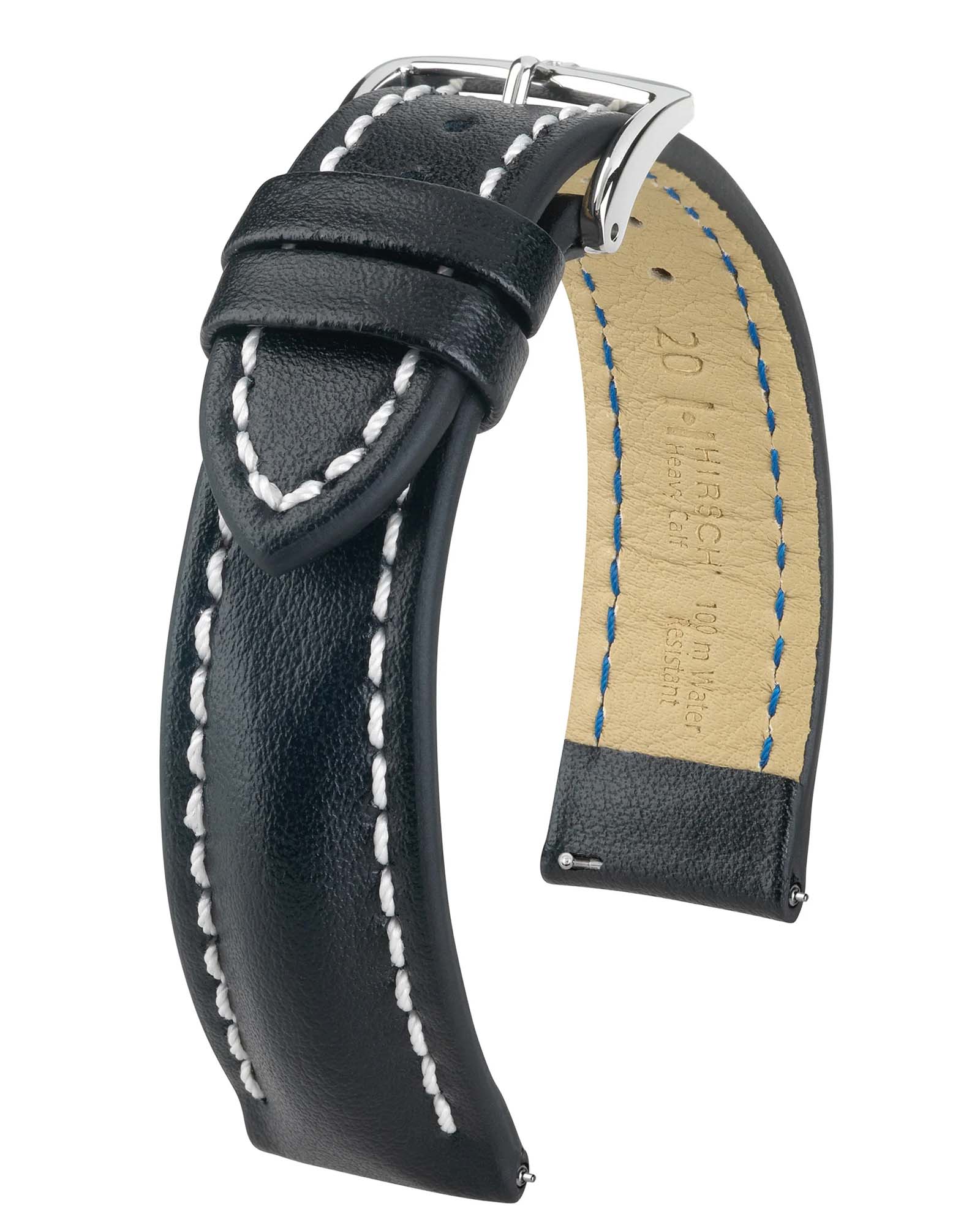 Hirsch Heavy Calf Black Water-Resistant Watch Strap