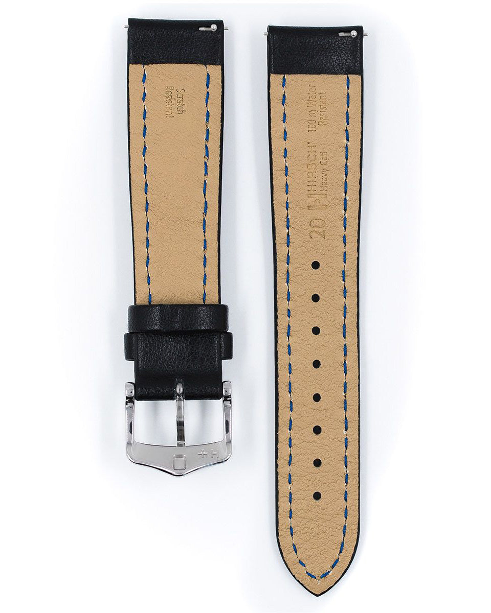 Hirsch Heavy Calf Black Water-Resistant Watch Strap