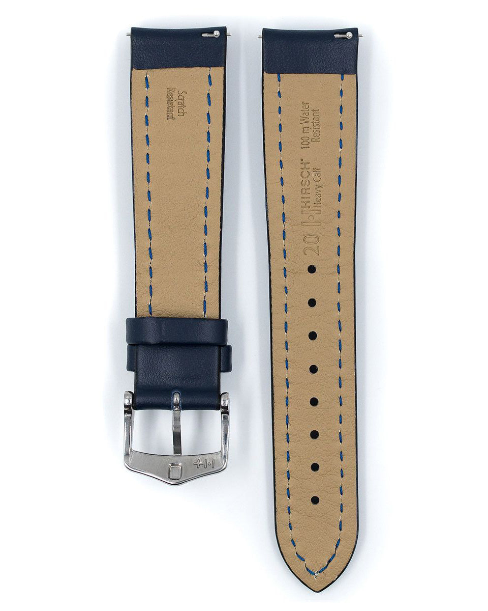 Hirsch HEAVY CALF Blue Water-Resistant Watch Strap