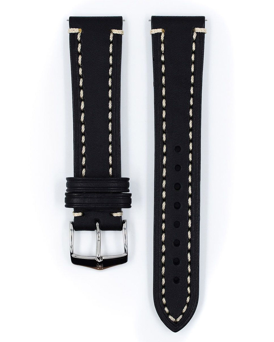 Hirsch Liberty Black Saddle Leather Watch Strap