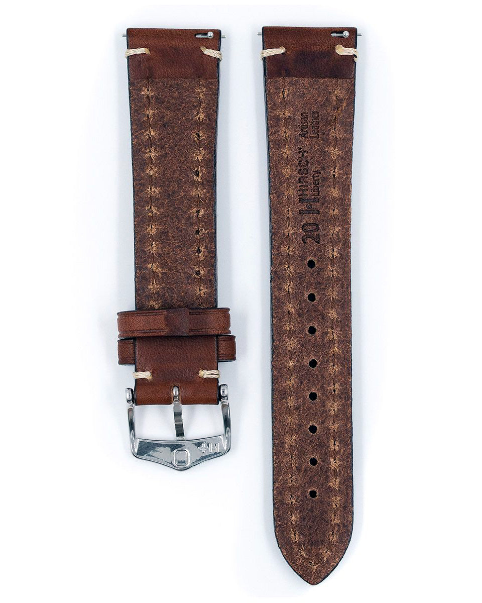 Hirsch LIBERTY Brown Saddle Leather Watch Strap