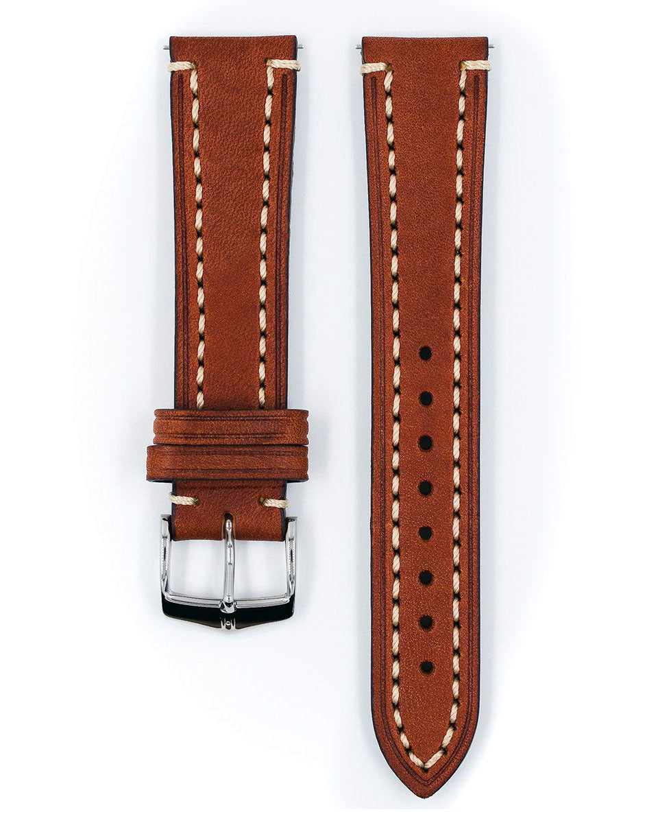 Hirsch LIBERTY Gold Brown Saddle Leather Watch Strap