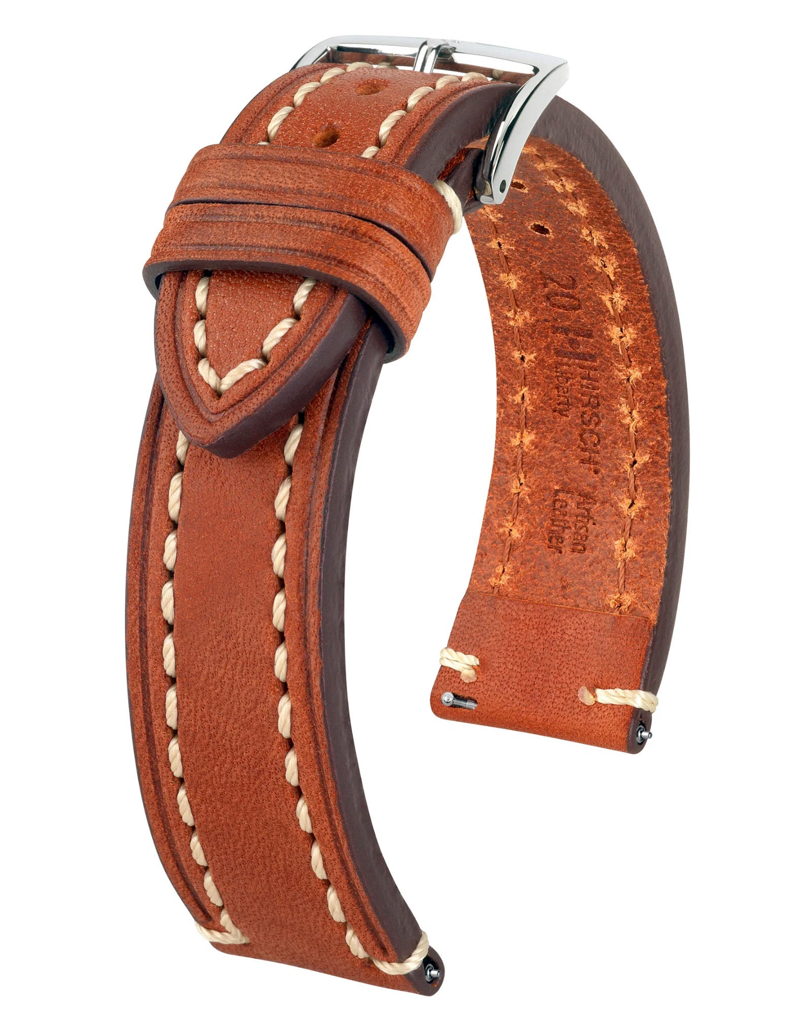 Hirsch LIBERTY Gold Brown Saddle Leather Watch Strap