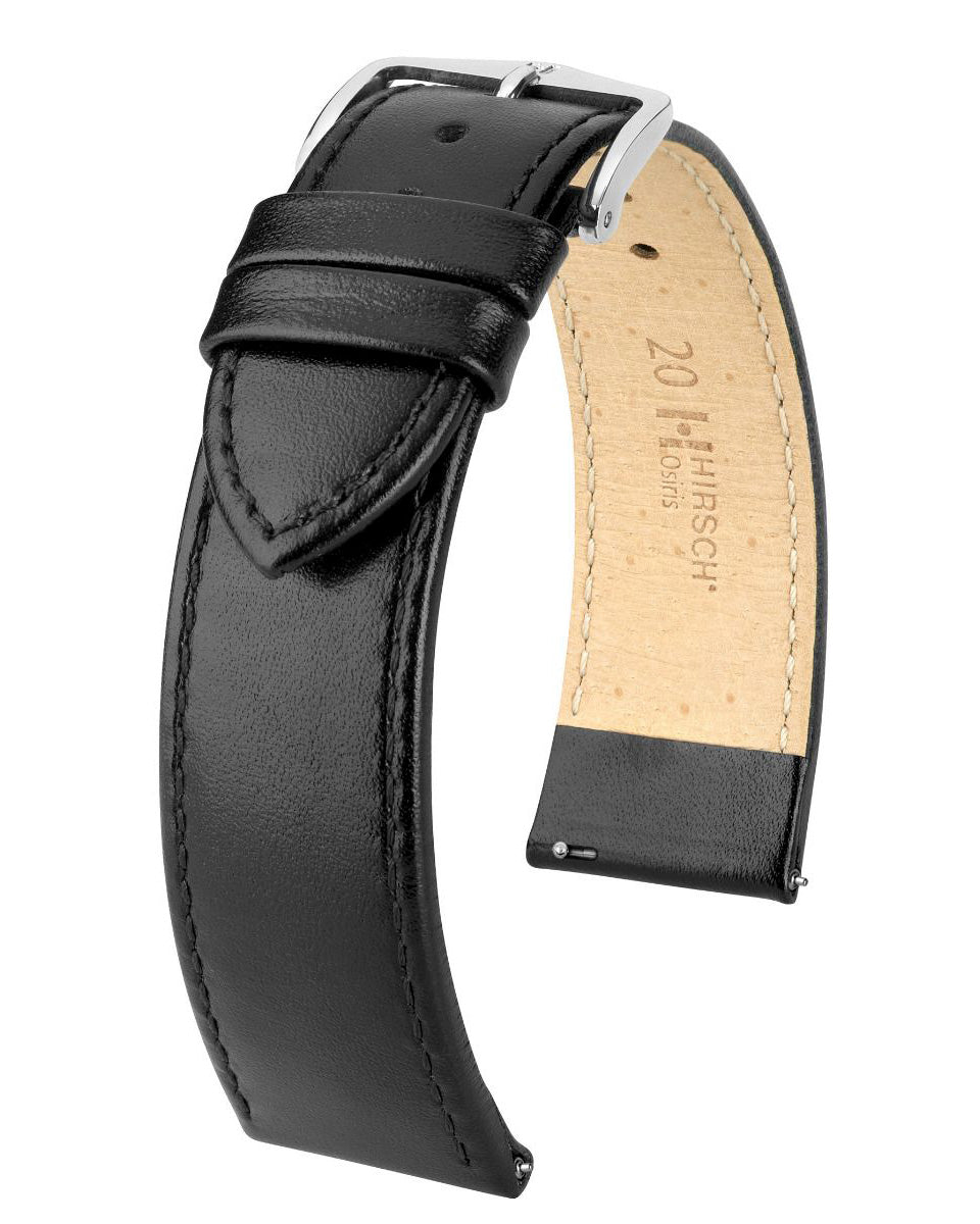 Hirsch OSIRIS Black Calf Leather Watch Strap