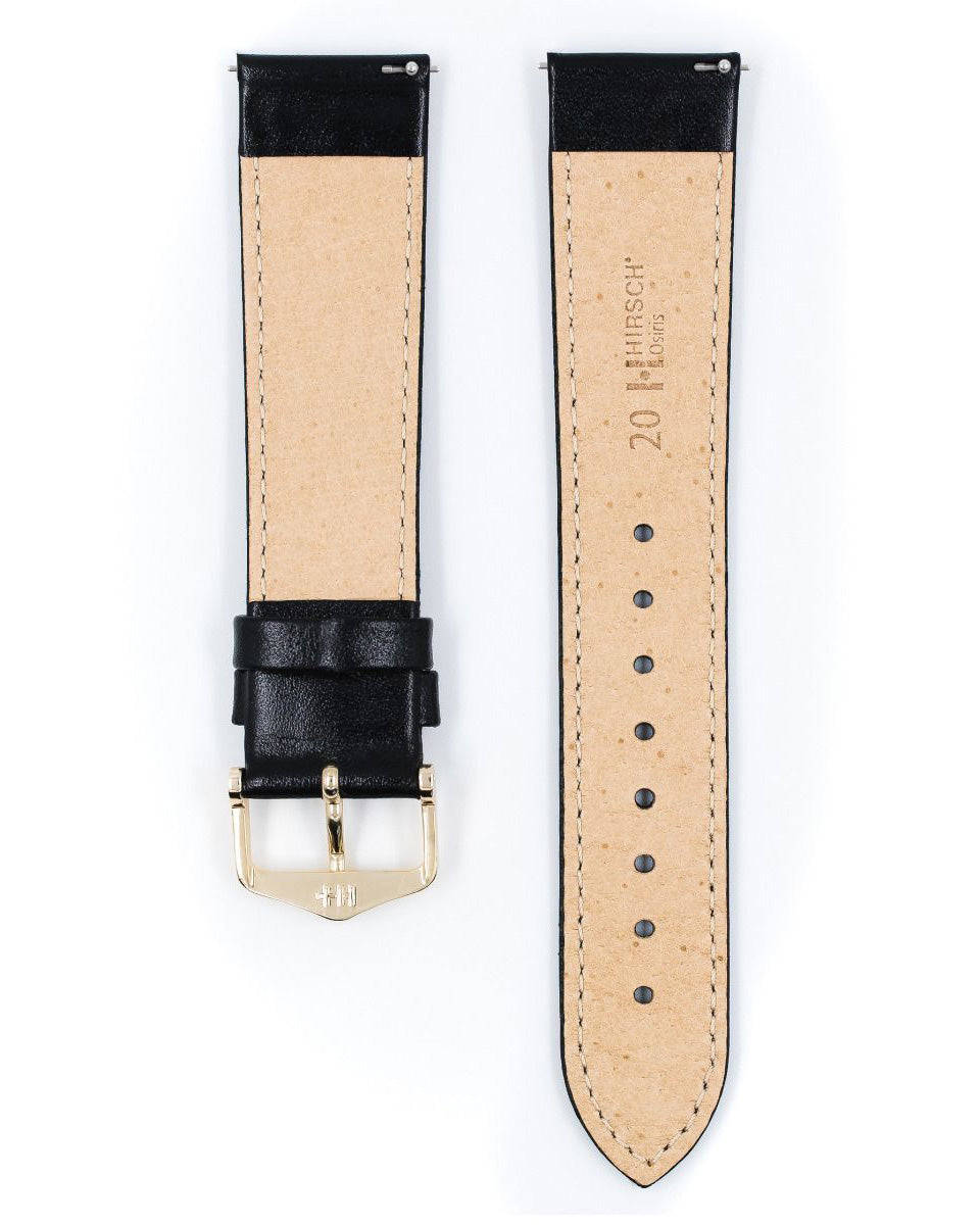 Hirsch OSIRIS Black Calf Leather Watch Strap