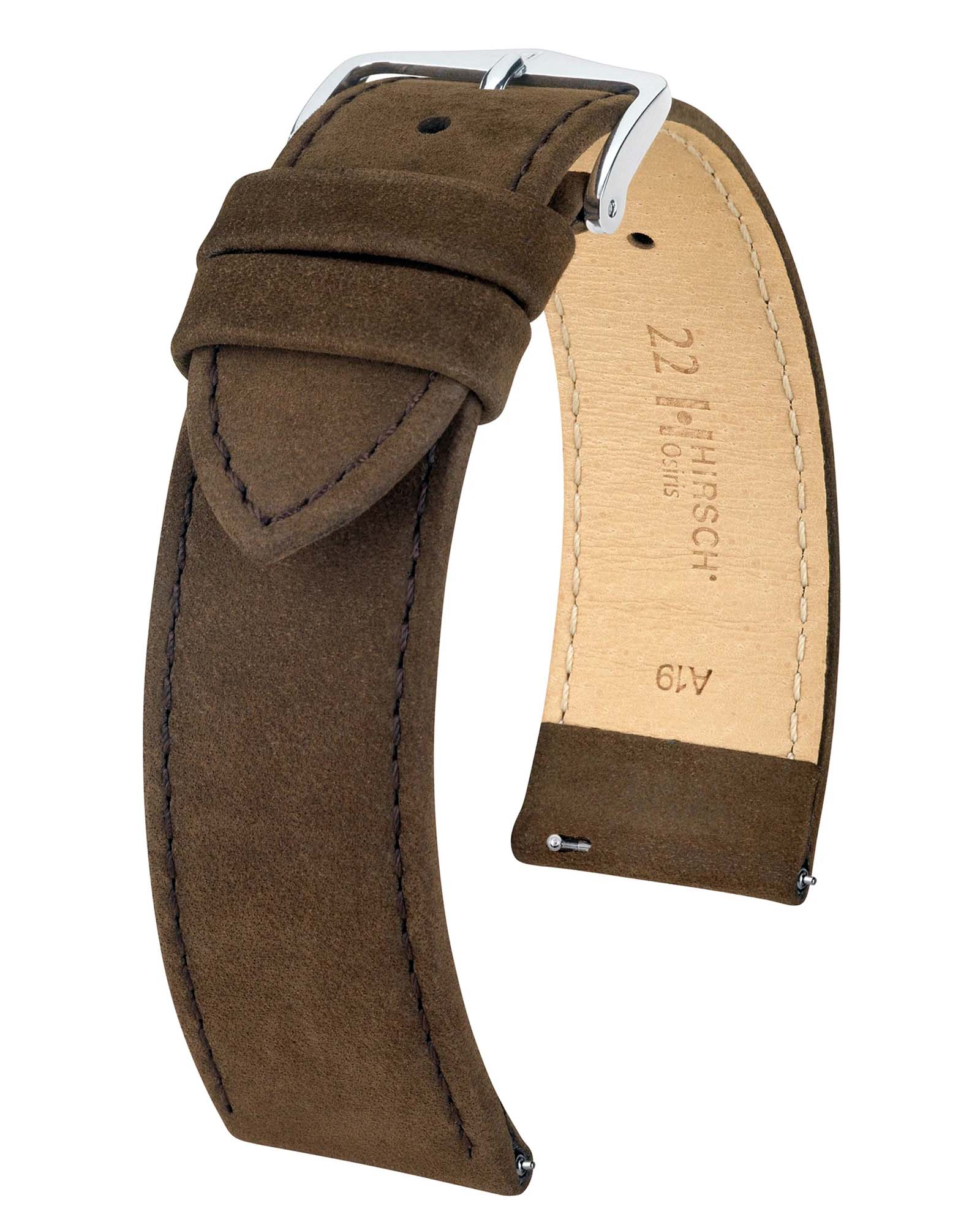 Hirsch OSIRIS Brown Nubuck Calf Leather Watch Strap