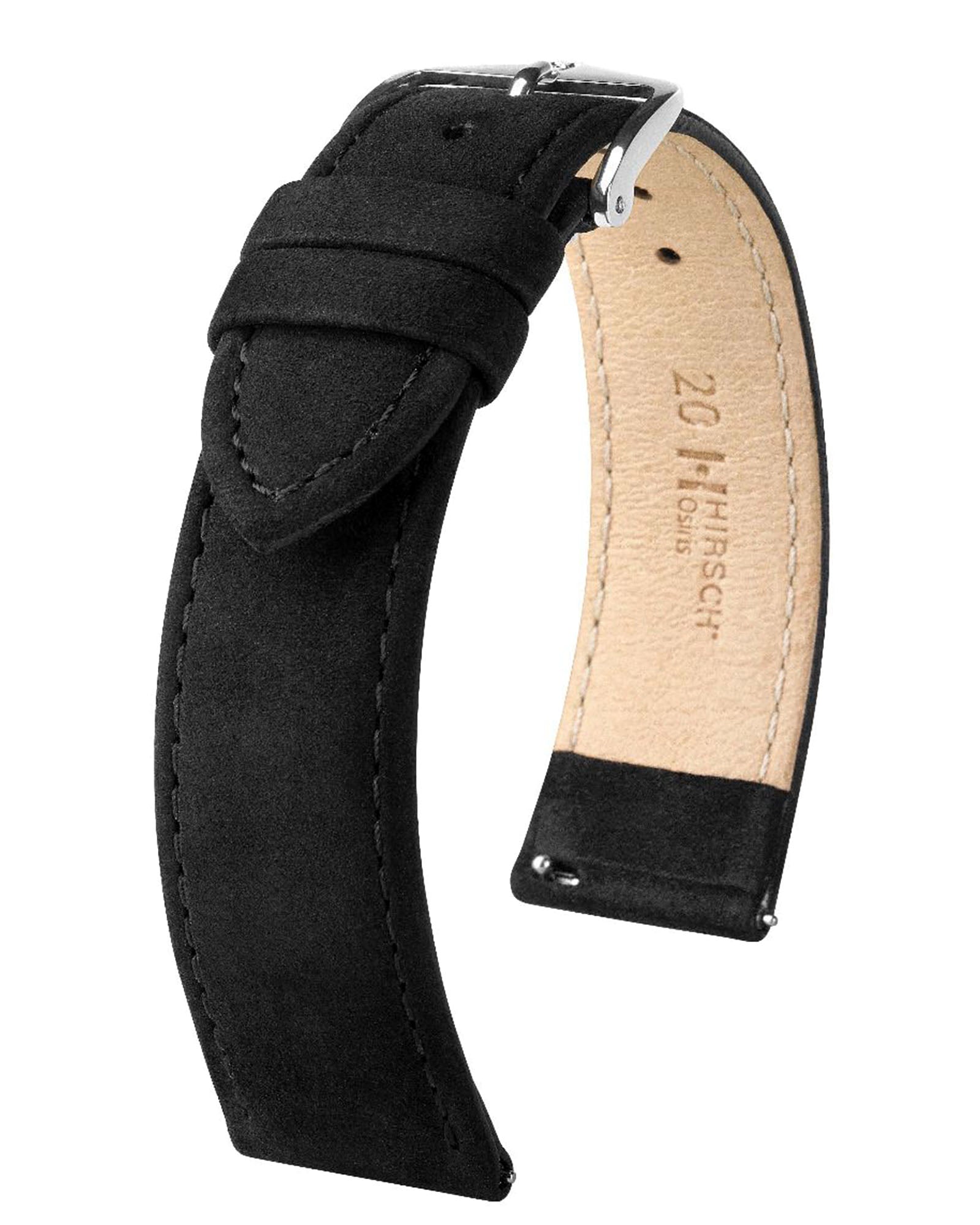 Hirsch OSIRIS Black Nubuck Calf Leather Watch Strap