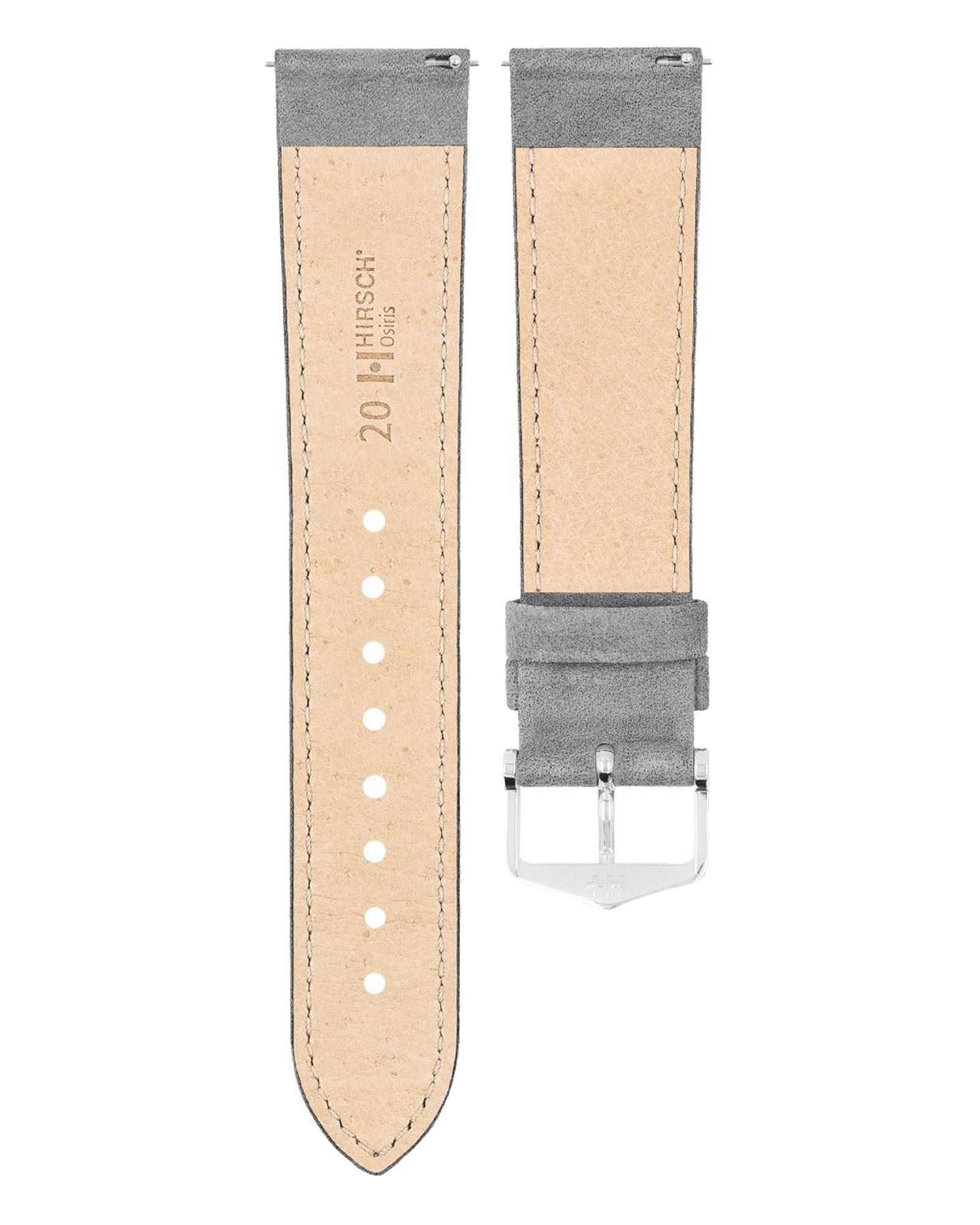 Hirsch OSIRIS Grey Nubuck Calf Leather Watch Strap