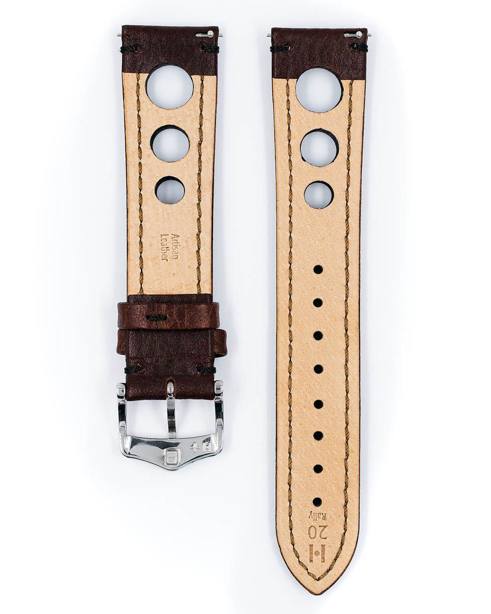 Hirsch RALLY Brown Buffalo Leather Racing Watch Strap