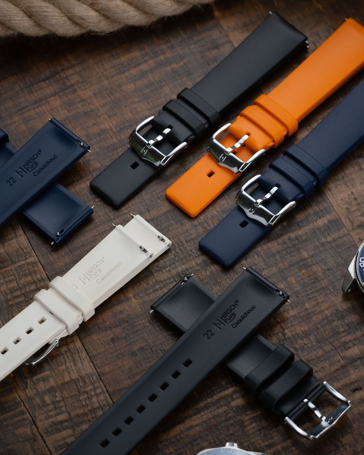 Hirsch PURE Natural Rubber Strap - Orange