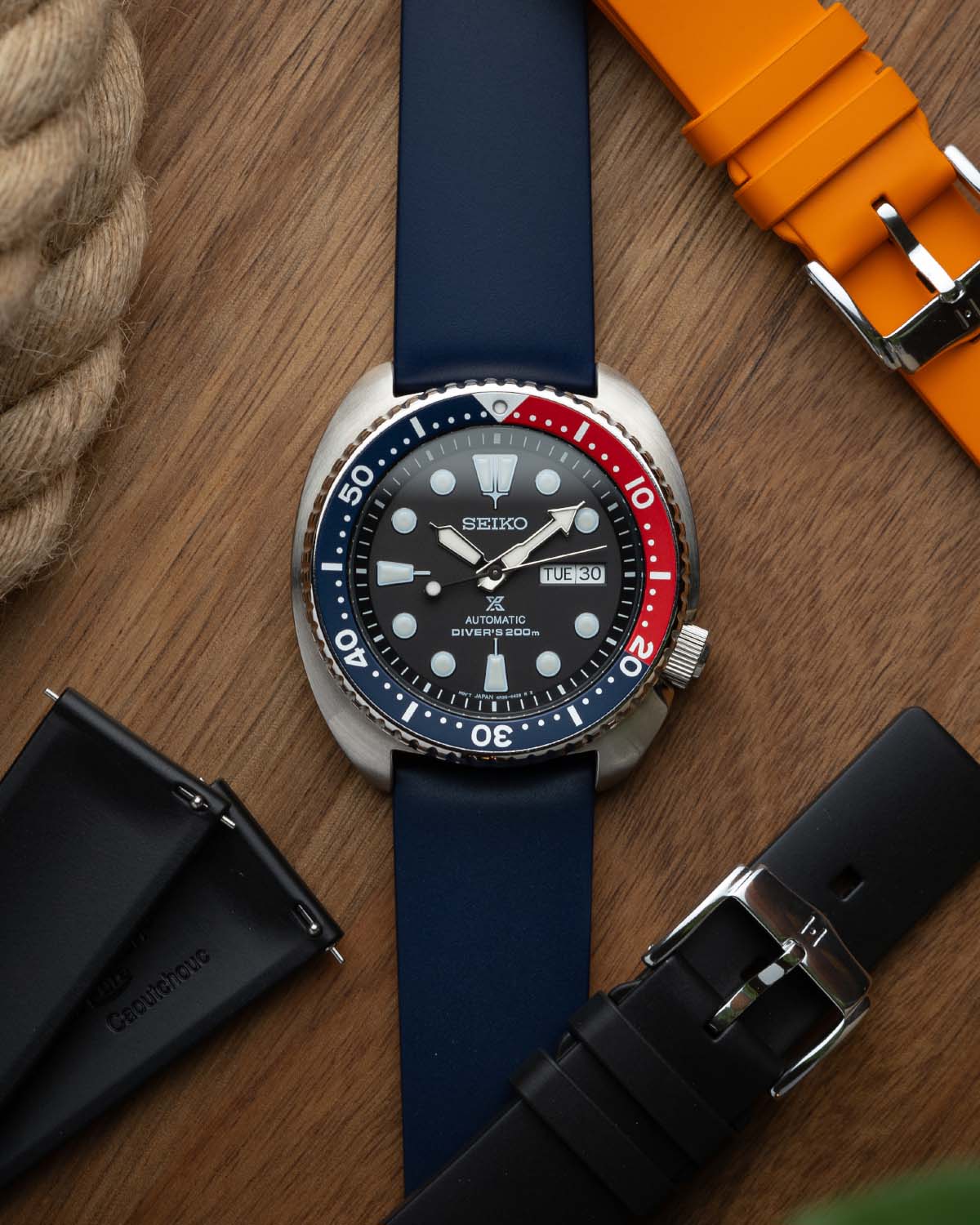 Hirsch PURE Natural Rubber Strap - Blue