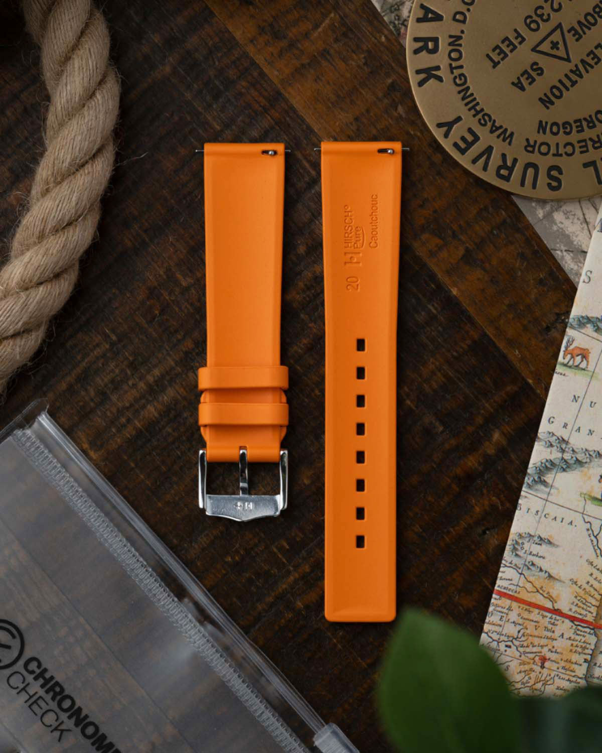 Hirsch PURE Natural Rubber Strap - Orange