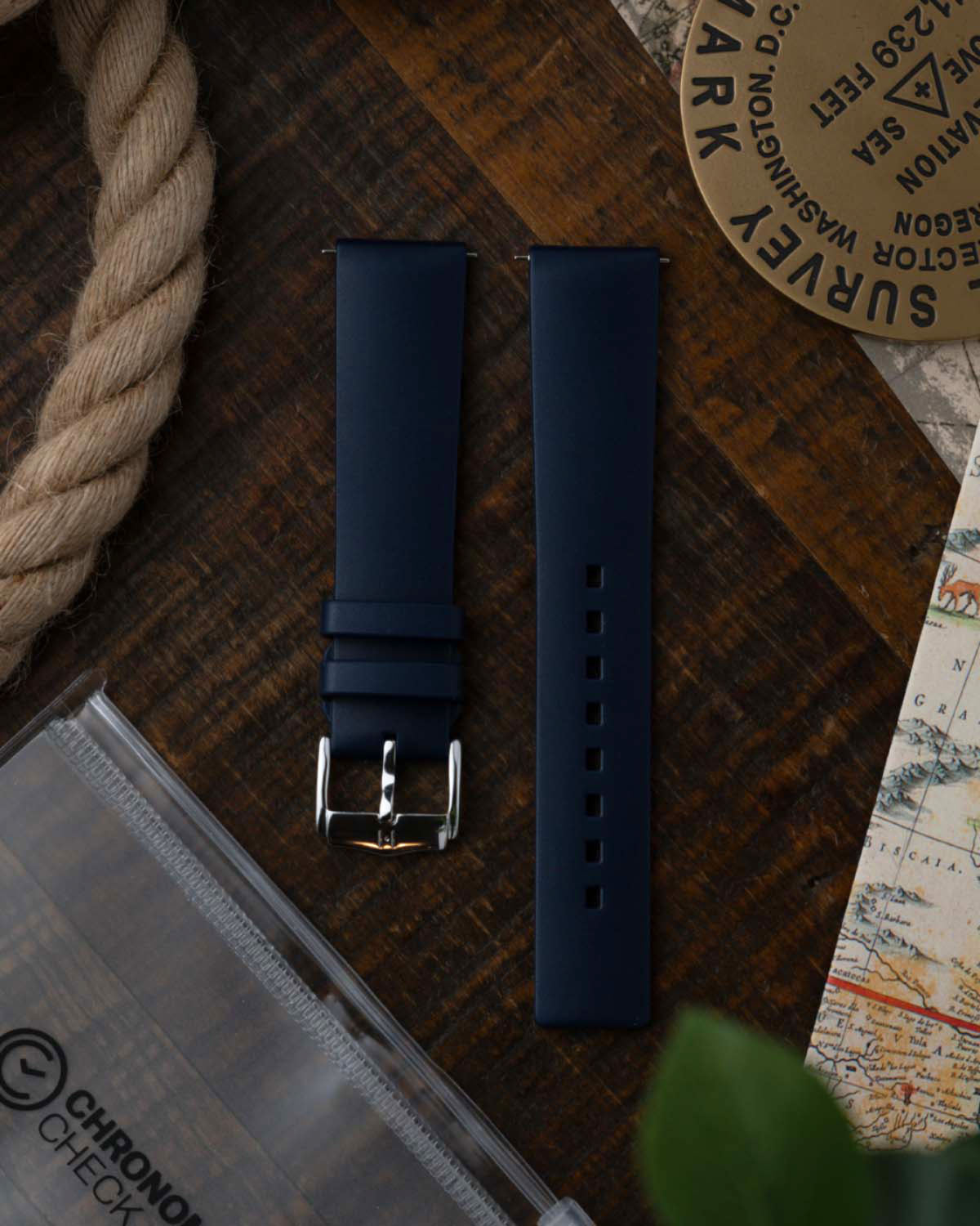 Hirsch PURE Natural Rubber Strap - Blue