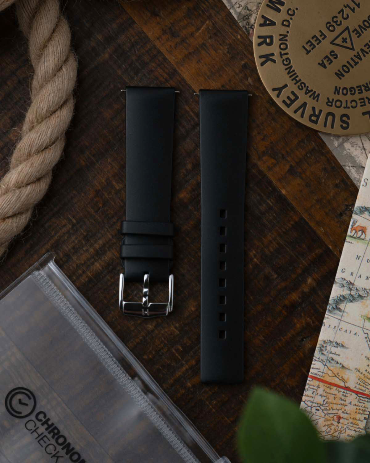 Hirsch PURE Natural Rubber Strap - Black