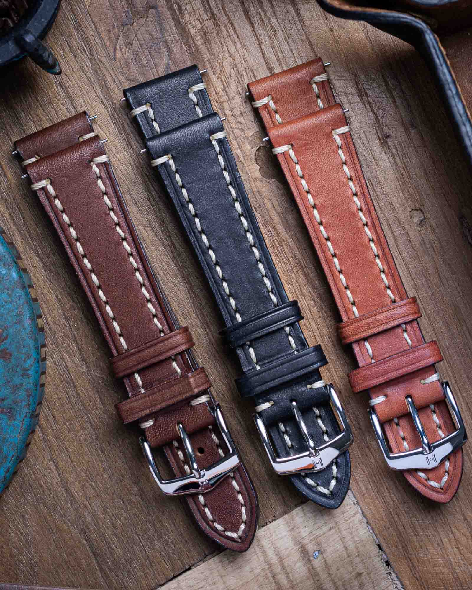 Hirsch LIBERTY Gold Brown Saddle Leather Watch Strap