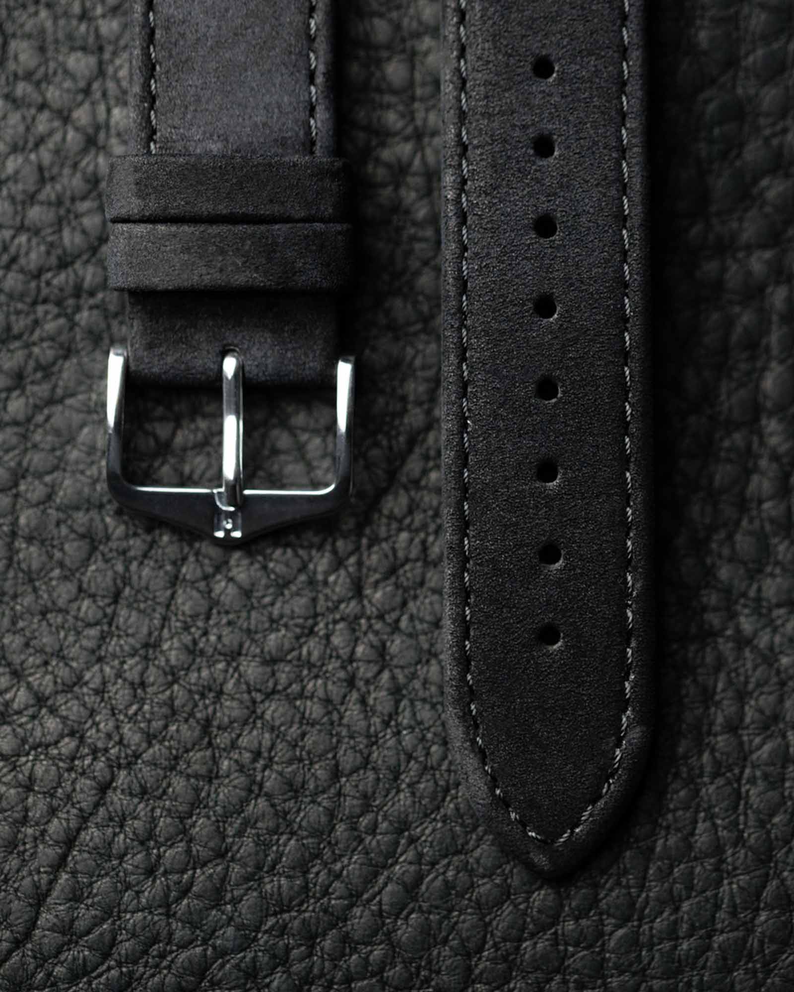 Hirsch OSIRIS Black Nubuck Calf Leather Watch Strap