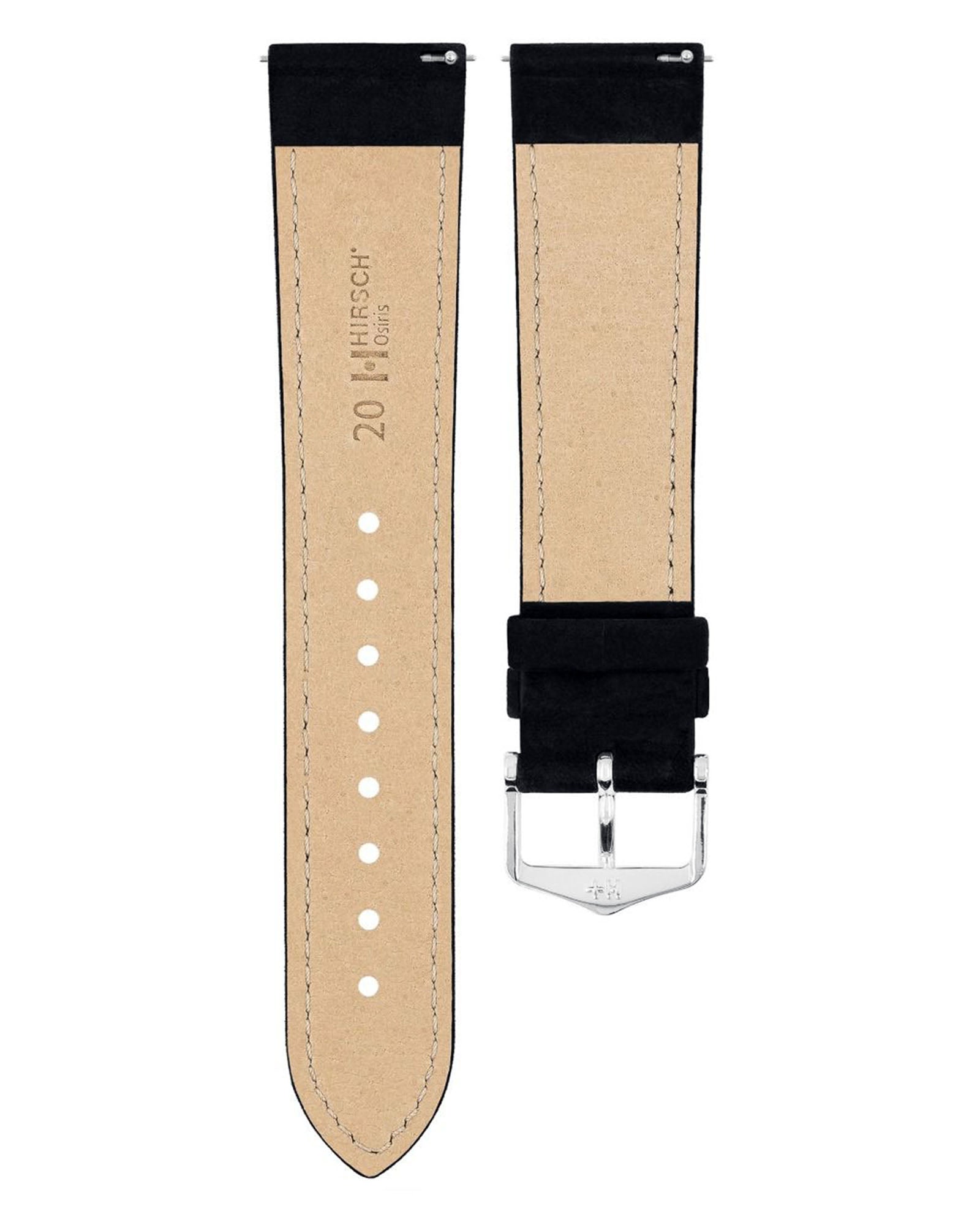 Hirsch OSIRIS Black Nubuck Calf Leather Watch Strap