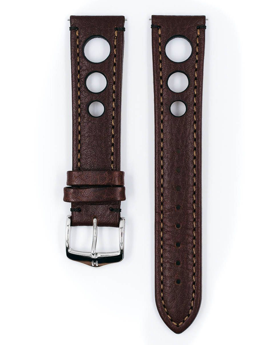 Hirsch RALLY Brown Buffalo Leather Racing Watch Strap