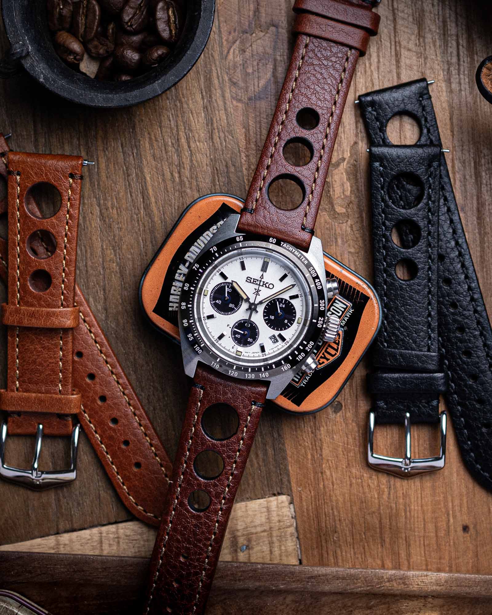 Hirsch RALLY Brown Buffalo Leather Racing Watch Strap