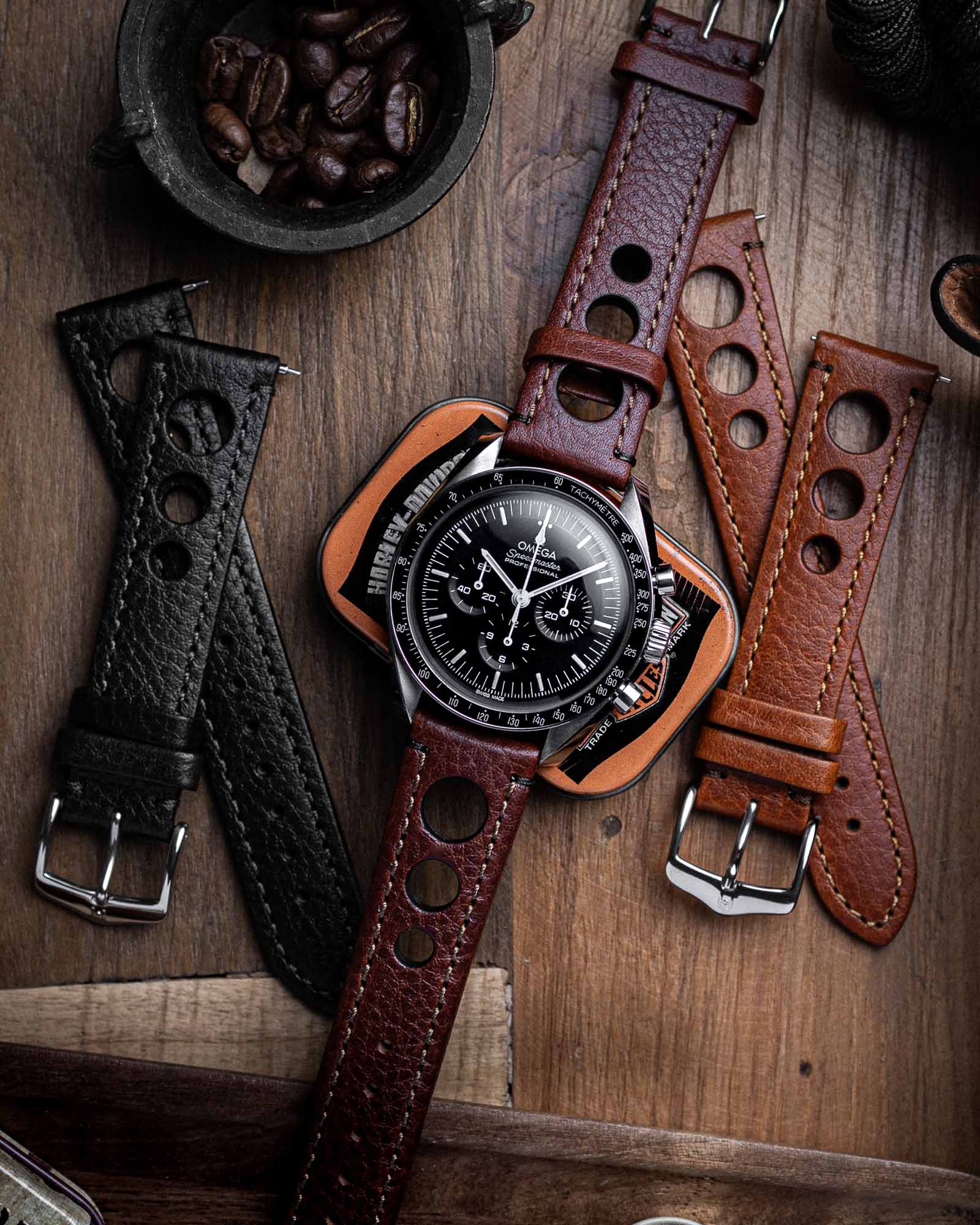 Hirsch RALLY Brown Buffalo Leather Racing Watch Strap