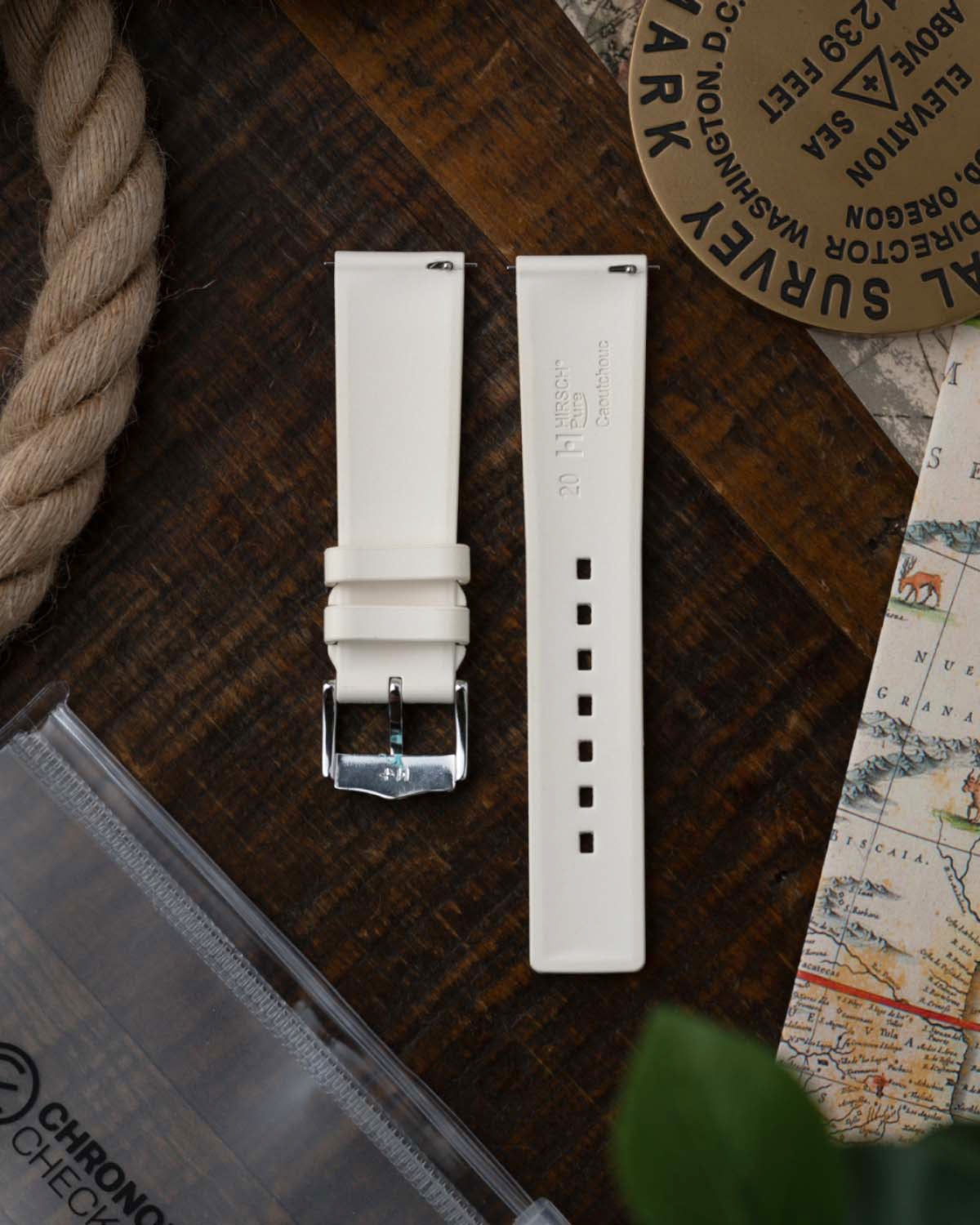 Hirsch PURE Natural Rubber Strap - White